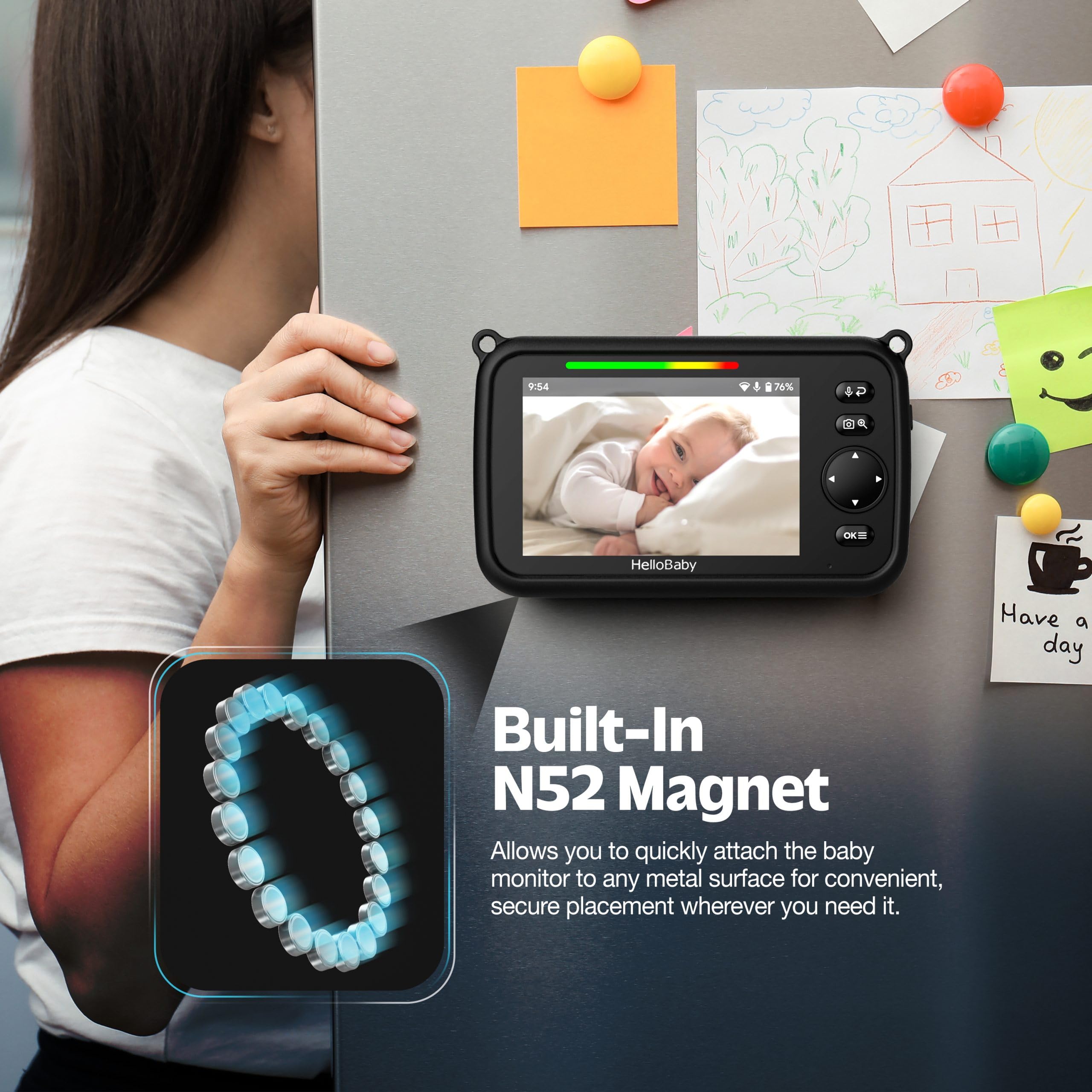 ENCASED HelloBaby monitor case kickstand access keeps the screen upright for quick viewing