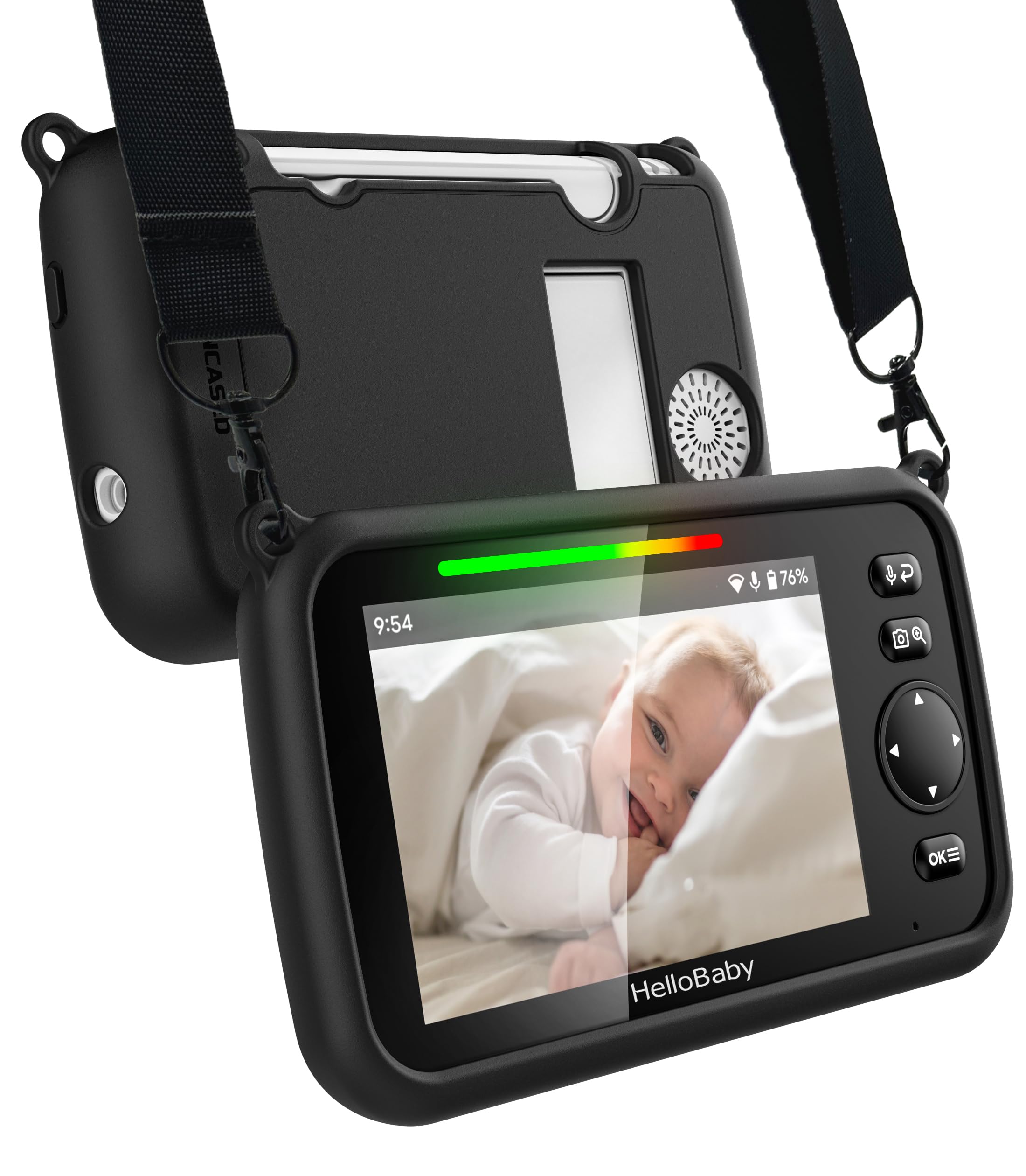 ENCASED HelloBaby monitor case strap offers comfortable carrying around the home