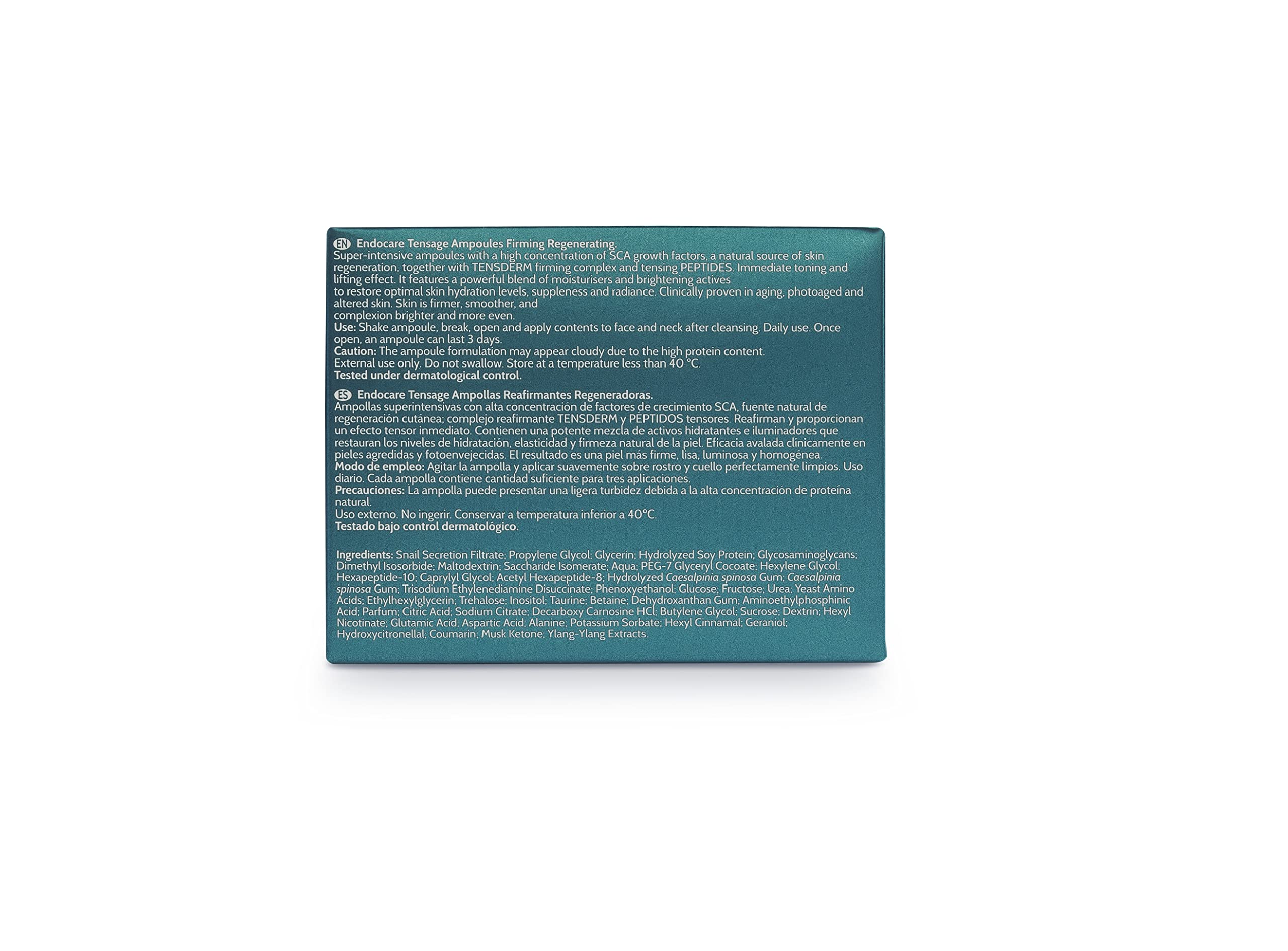 Endocare Tensage Concentrate SCA 50 vial pack showing convenient 2 ml serums for on-the-go revitalization