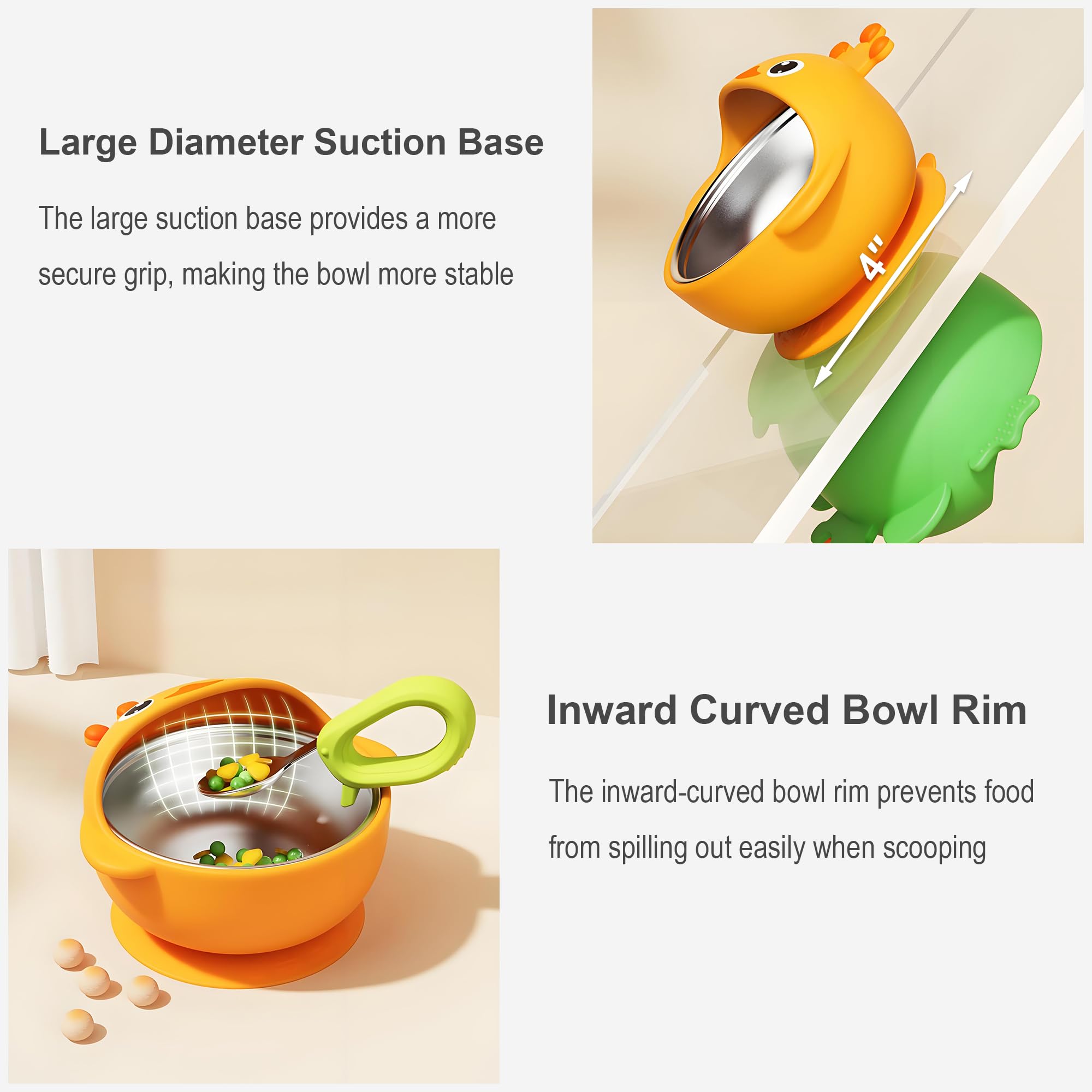 Energevity baby fork included to support self-feeding practice.