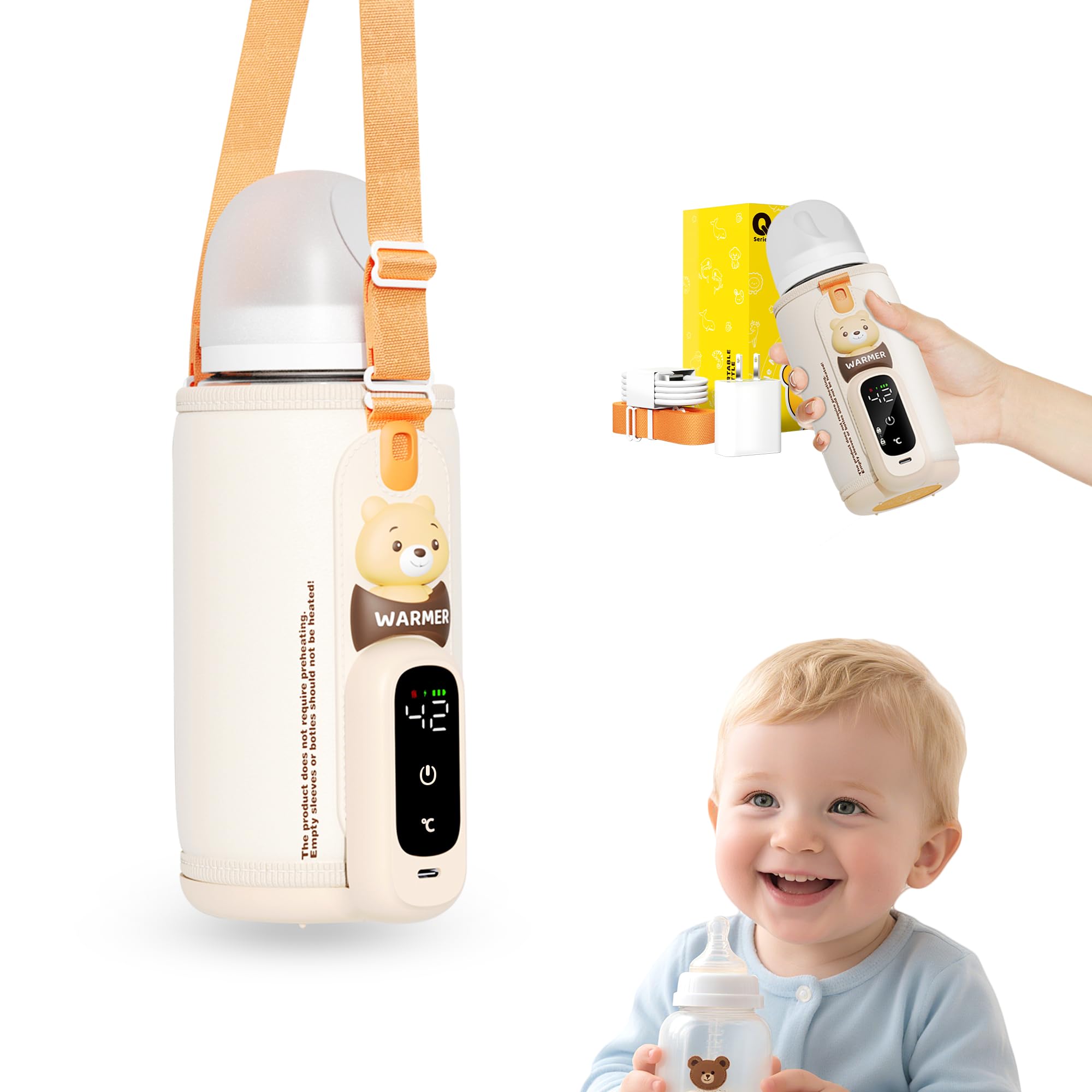 EnergyMAMI bear-design travel warmer keeps milk warm on the go.