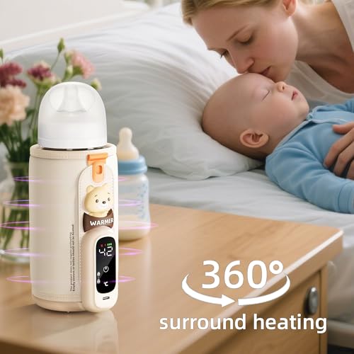EnergyMAMI portable bottle warmer in a diaper bag with bear design.