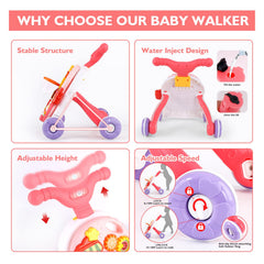 eners 2-in-1 pink walker shows adjustable height and weight-ready design for confident stepping