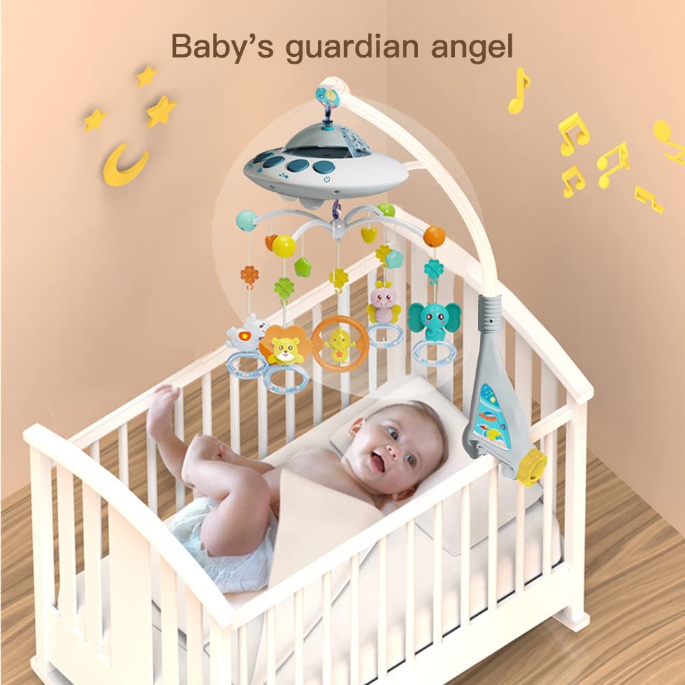 eners detachable music box and rattles support independent playtime.