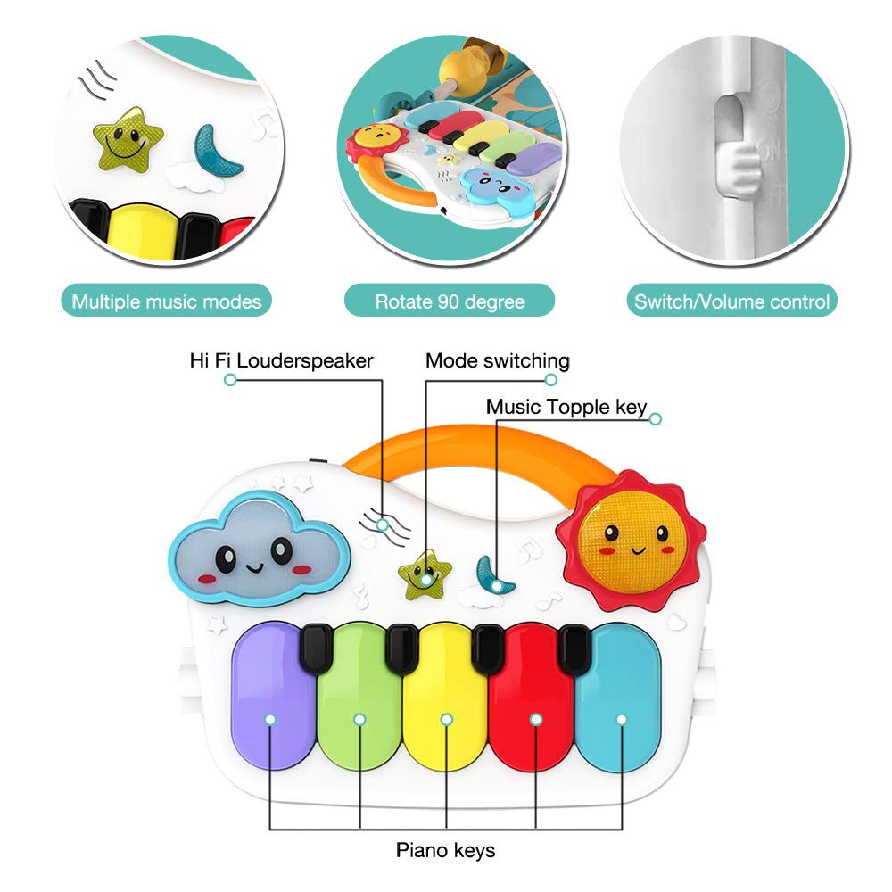 eners baby gym led-light features gentle visuals to engage baby's sight