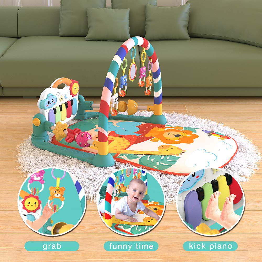 eners baby gym padded-mat provides soft, safe ground for comfortable play