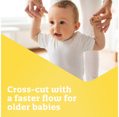 Enfamil Cross Cut Nipples wide opening supports faster flow for older babies.