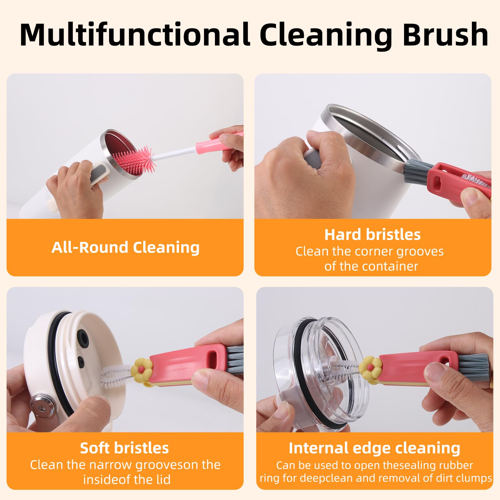 Engorgio 3Pack 3-in-1 bottle brush cleans bottle lid and neck easily