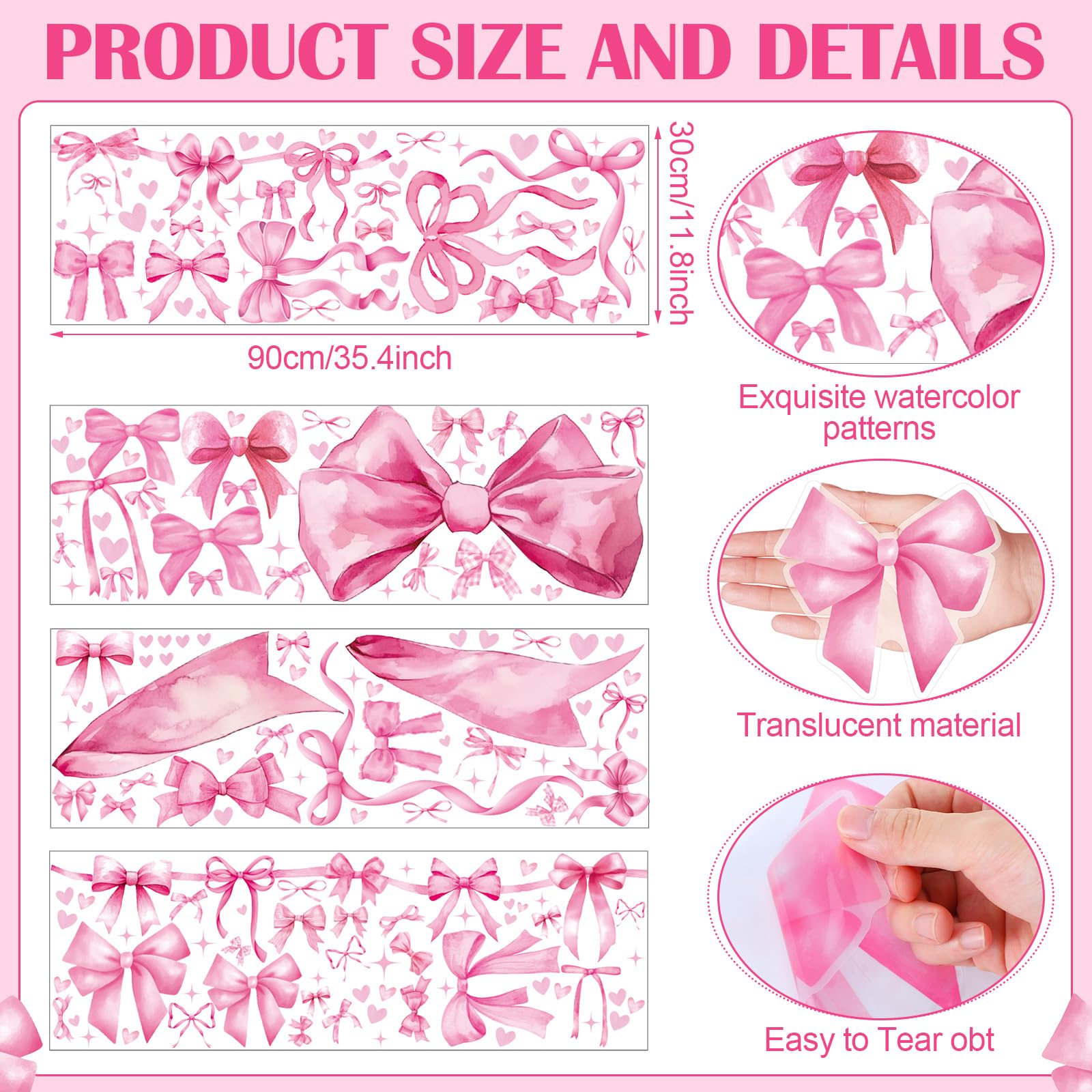 Engrowtic pink bow wall decal sheet 2 creates versatile seasonal decor for spaces.