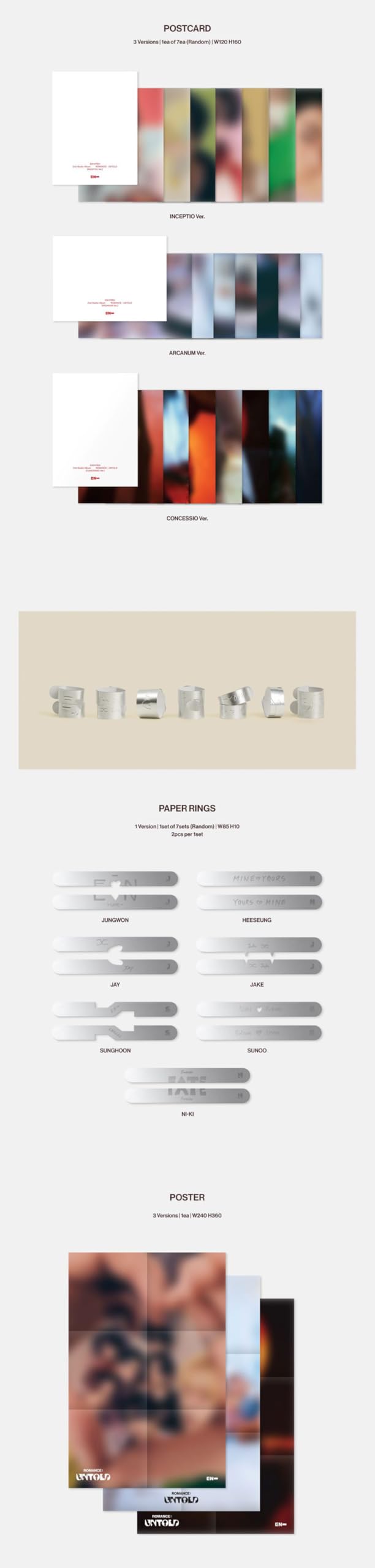 Enhypen Romance Untold Arcana poster and sticker set for room decor