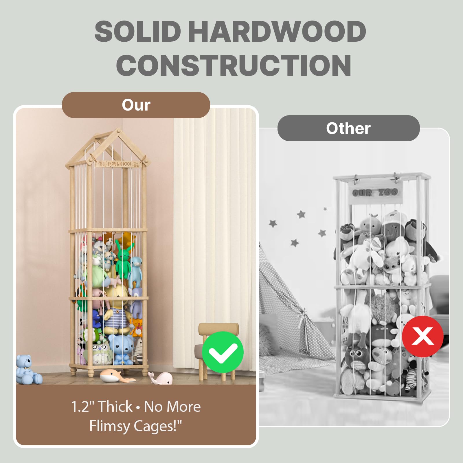 Eniffbaa spacious 65-inch storage supports large plush collections