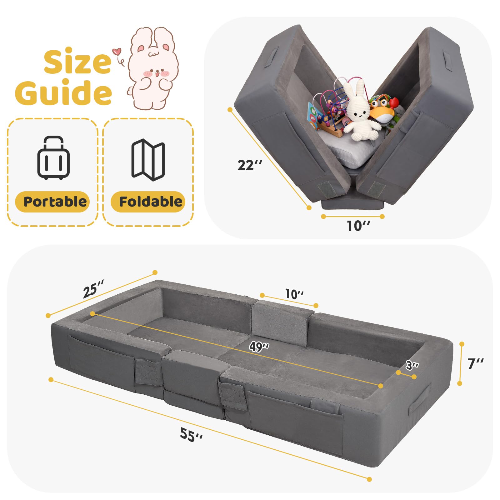 ENITYA travel bed with built-in safety rails for secure toddlers' sleep.