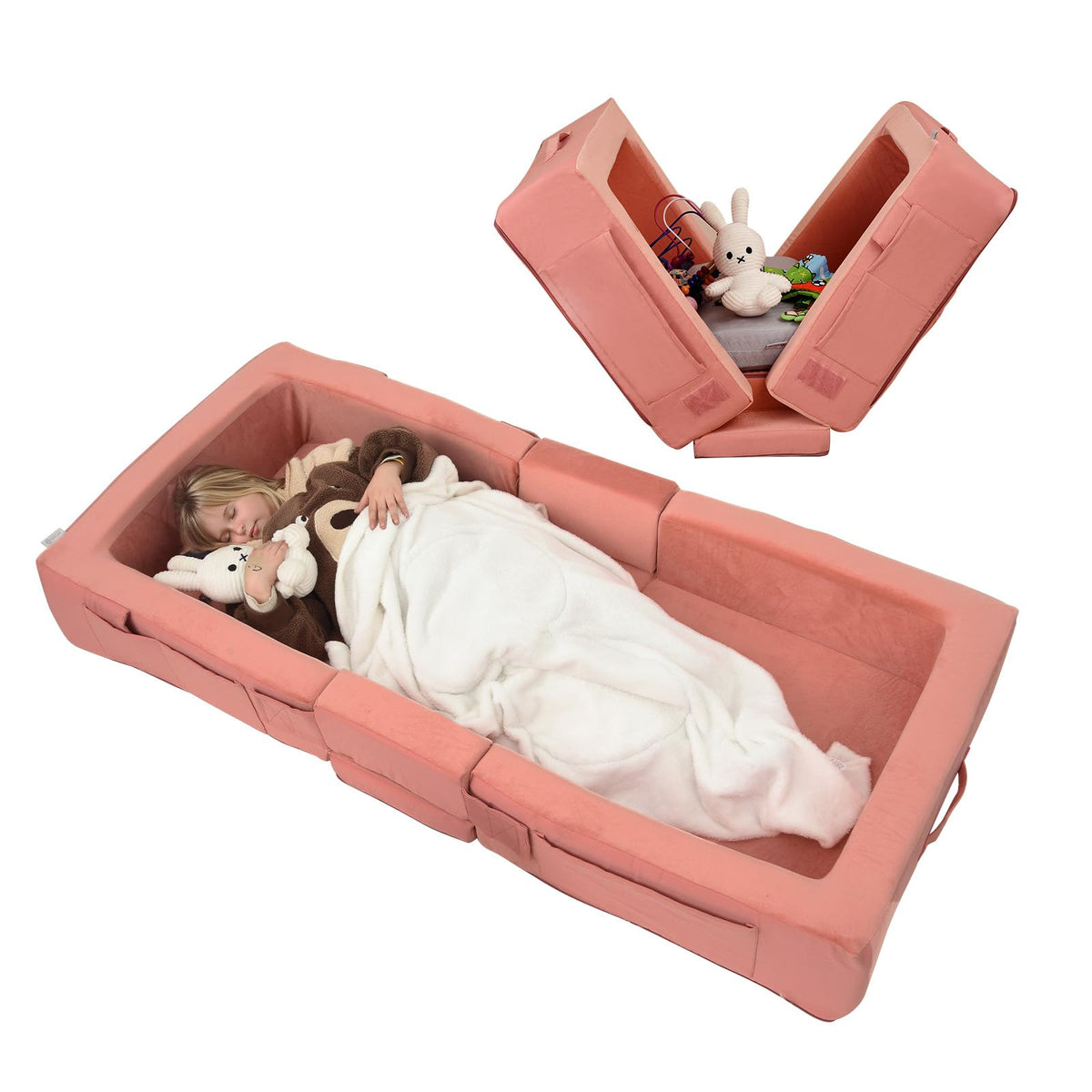 ENITYA Toddler Travel Bed folded compact promotes easy travel storage