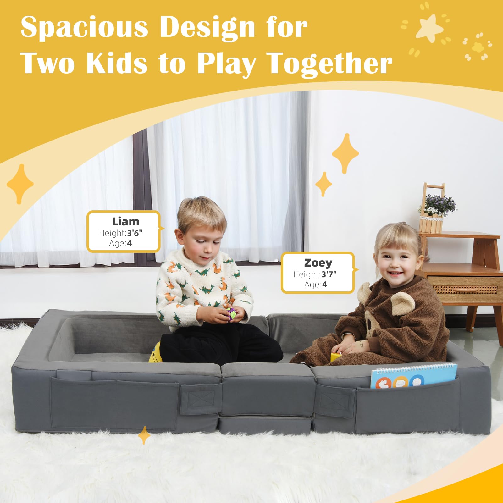 ENITYA high-density foam provides sturdy yet cozy resting surface for toddlers.