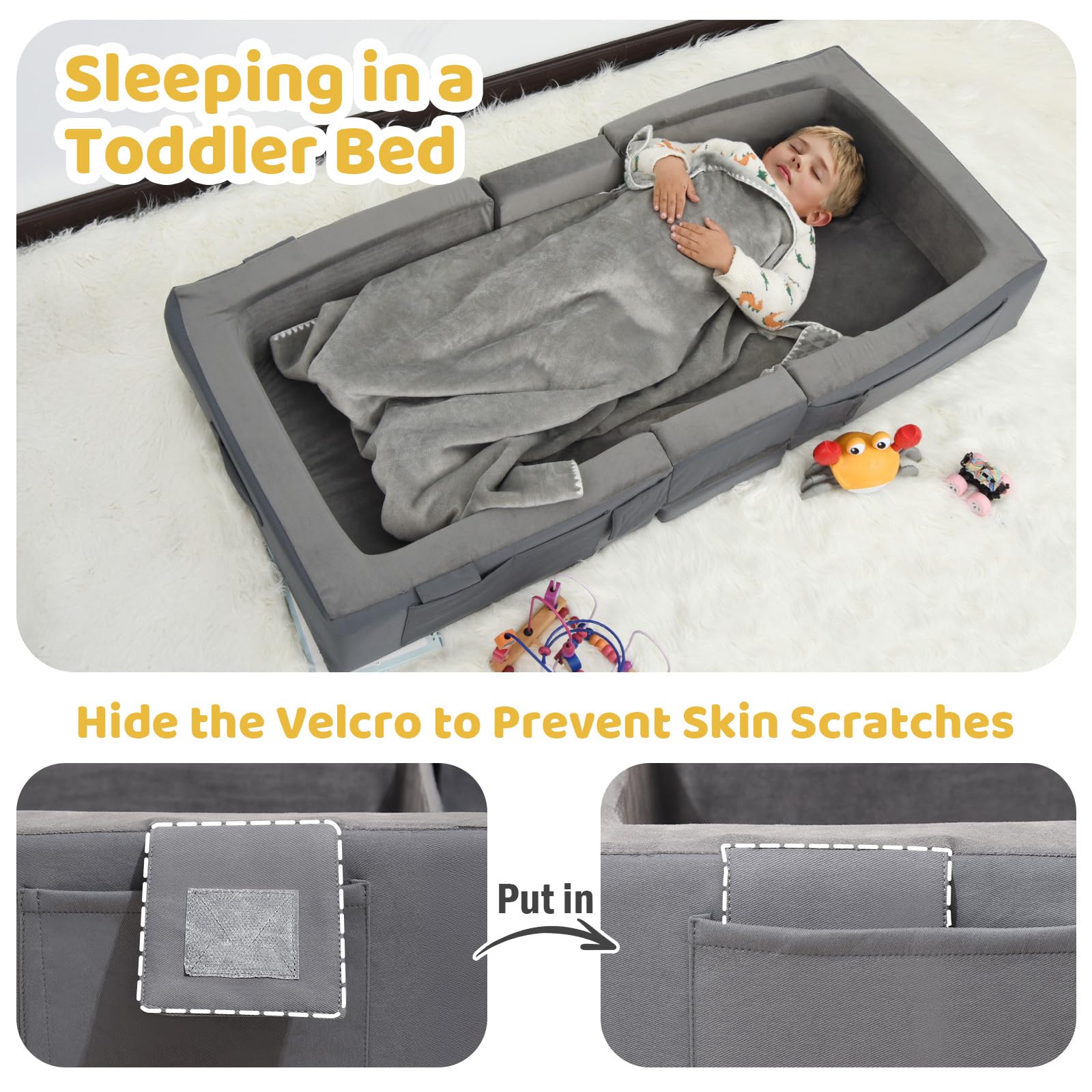 ENITYA foam bed on the floor shows cozy nap-ready setup.