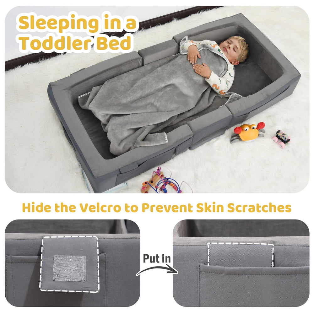 ENITYA foam bed on the floor shows cozy nap-ready setup.