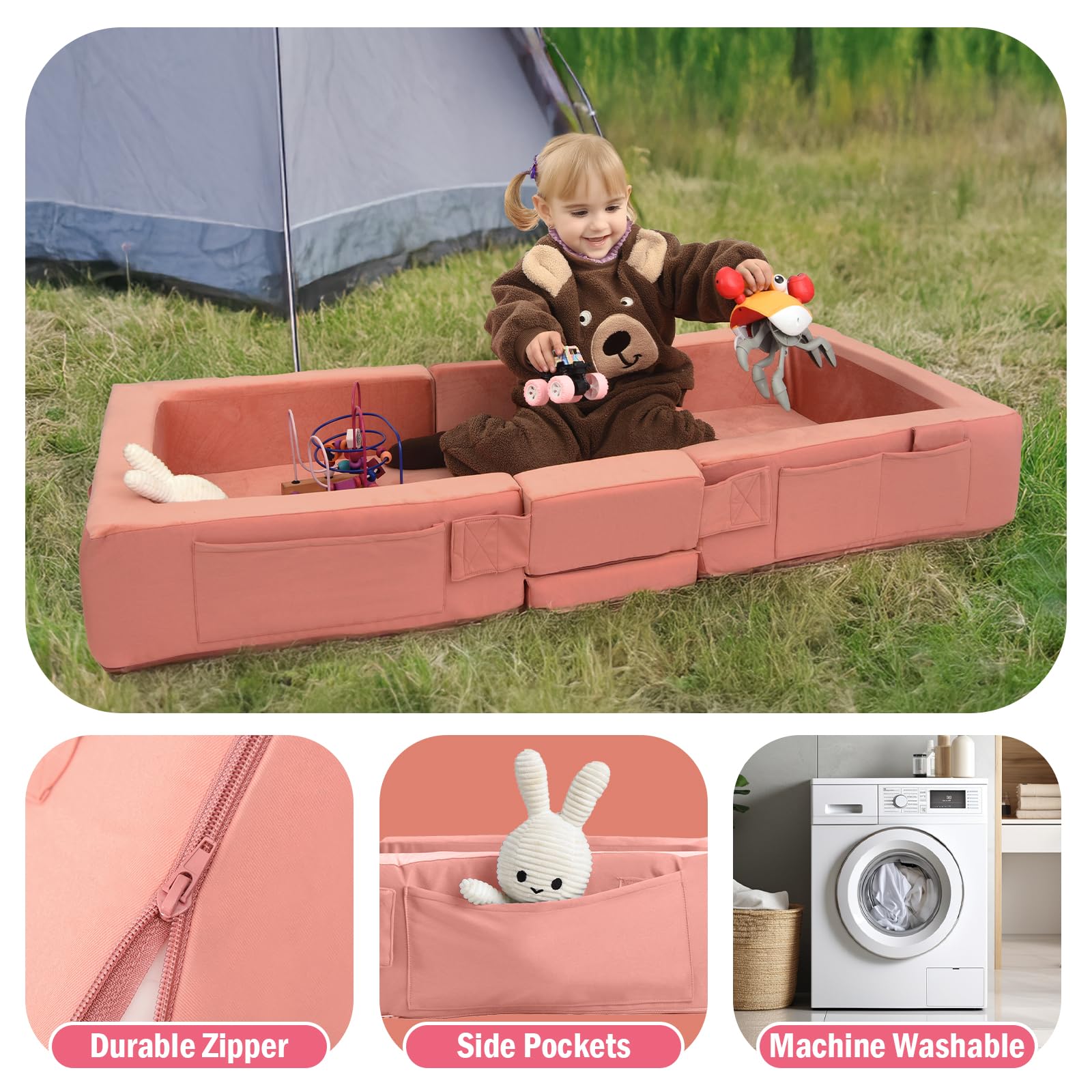 ENITYA Toddler Travel Bed raised edges provide added safety