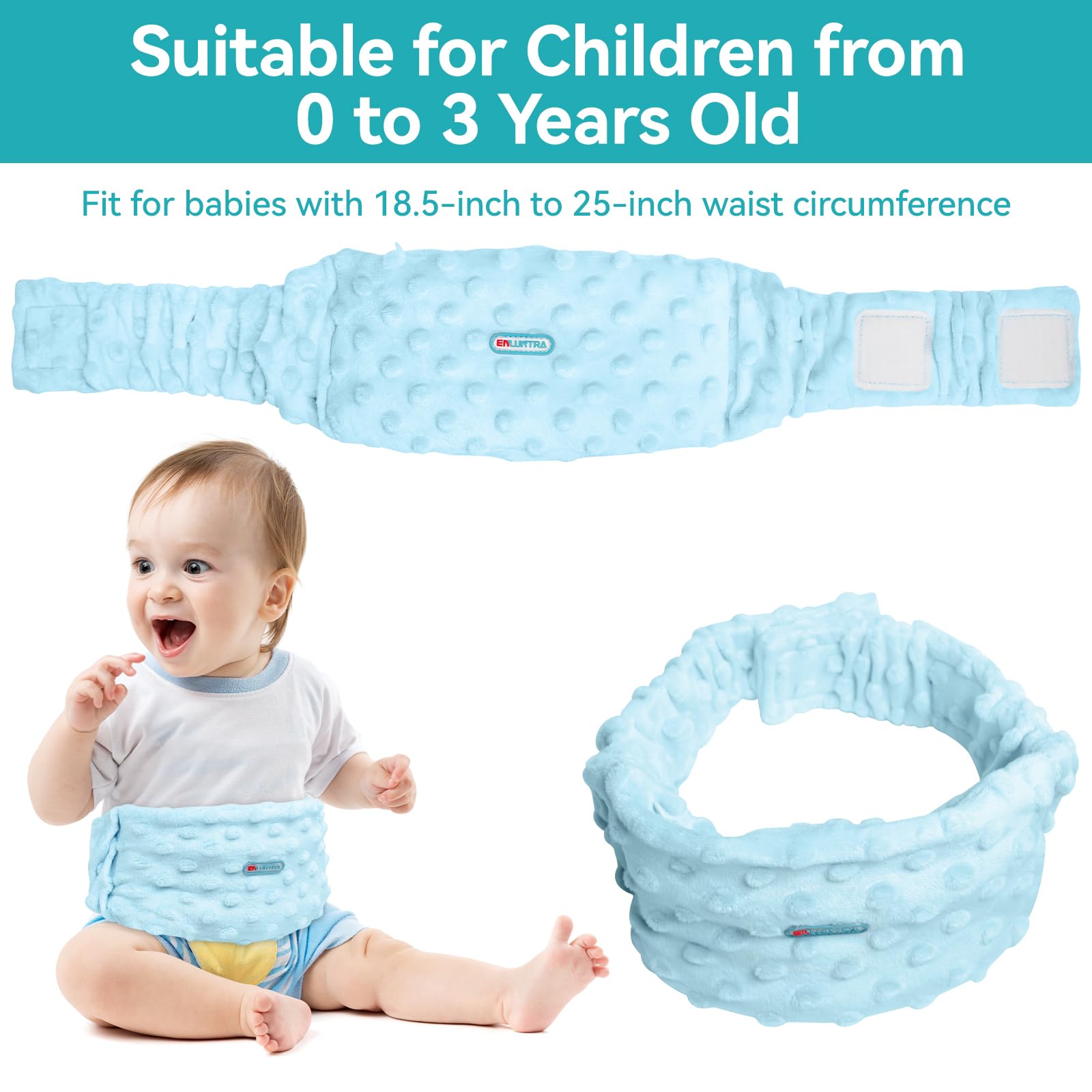 ENLUNTRA baby comfort scenario using wrap may ease upset stomach cues.