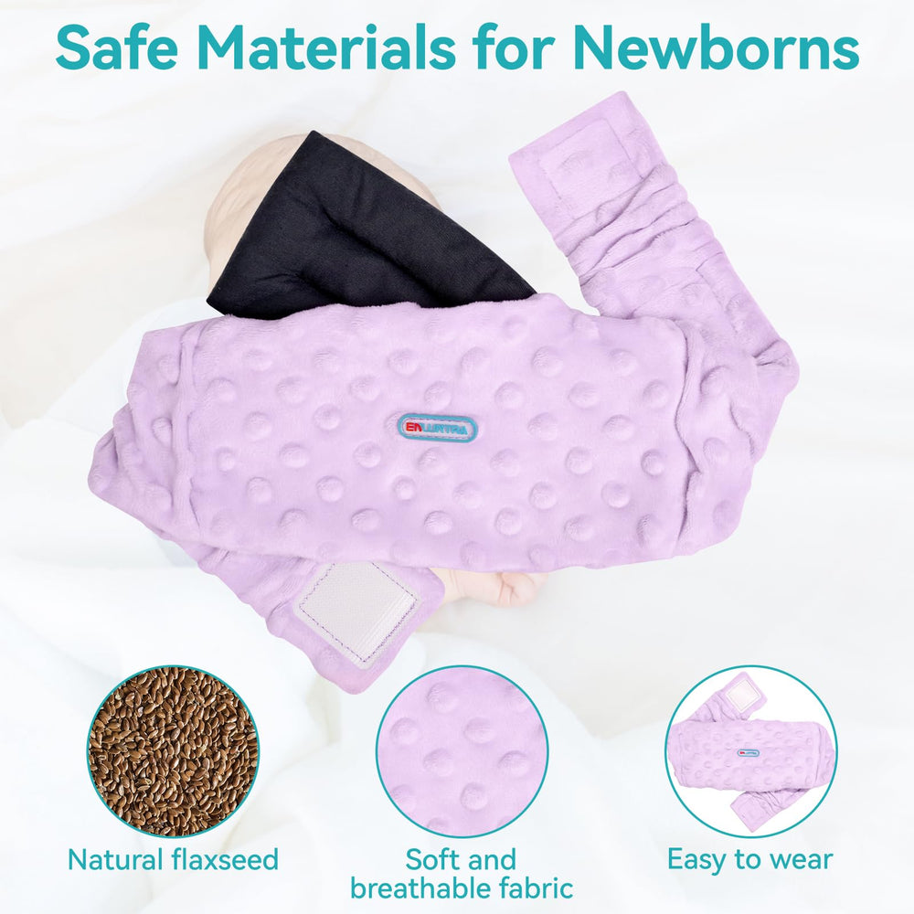 ENLUNTRA microwave heat feature pictured on purple wrap for quick warmth after meals.
