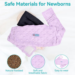 ENLUNTRA microwave heat feature pictured on purple wrap for quick warmth after meals.
