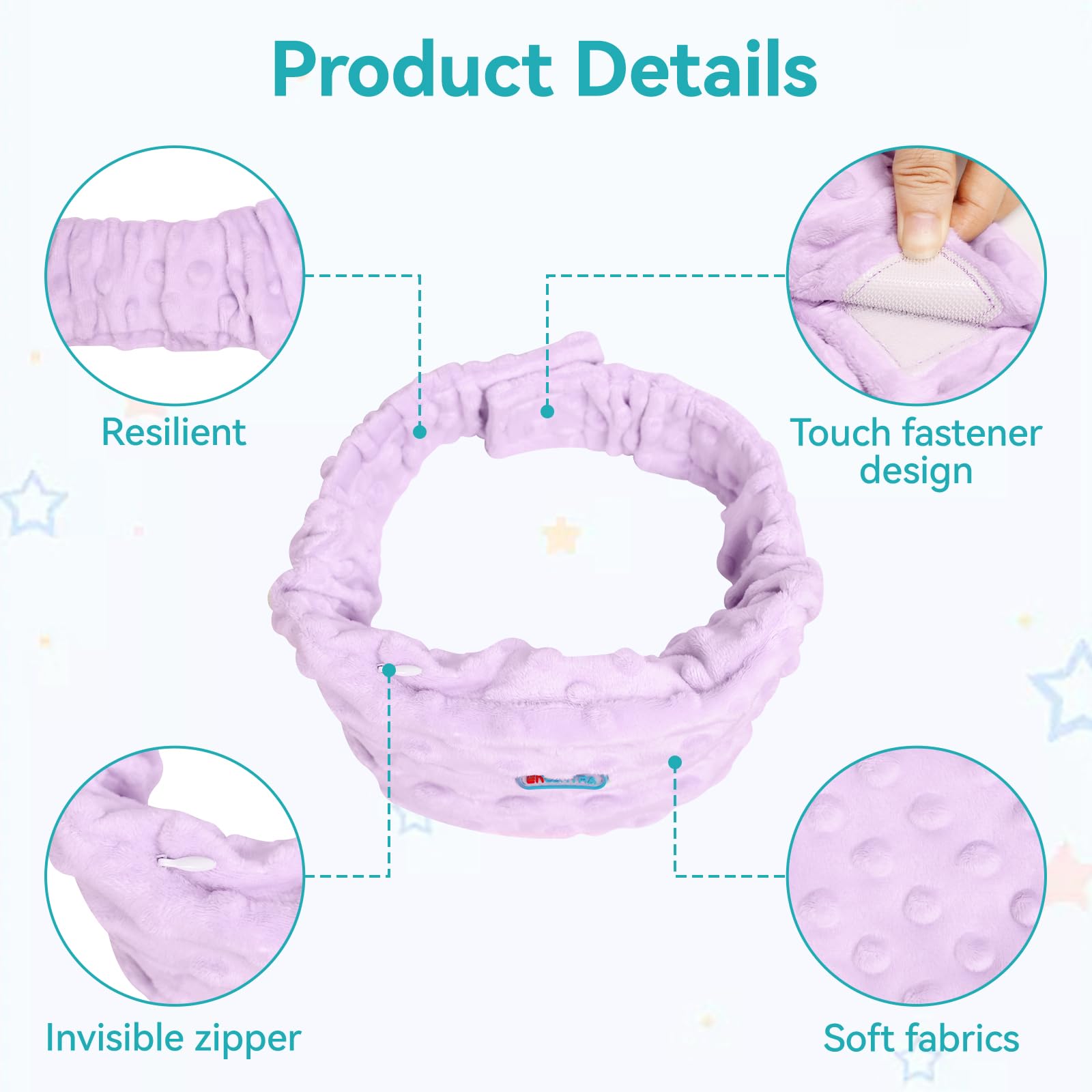 ENLUNTRA soft breathable fabric on purple wrap enhances comfort for baby skin.