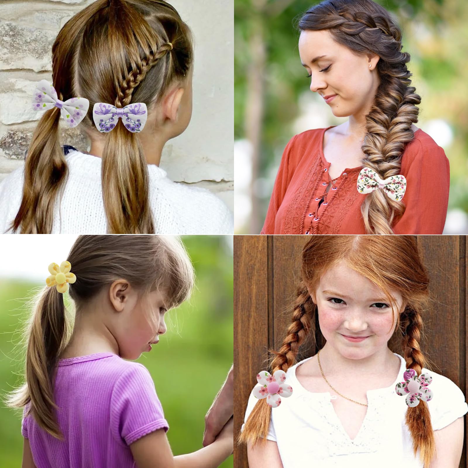 Enop bows and flowers in pastel hues brighten outfits and hairstyles