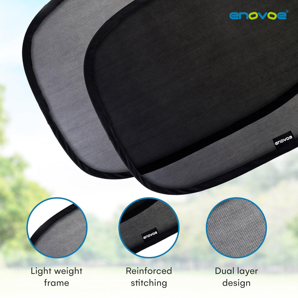 Enovoe 21x14 inches shade covers the side window with a clear outside view