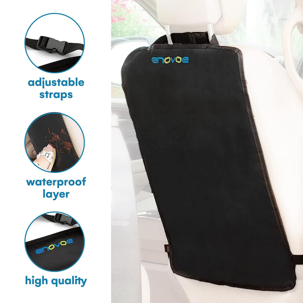 Enovoe Kick Mats installed on car back seat for easy protection.