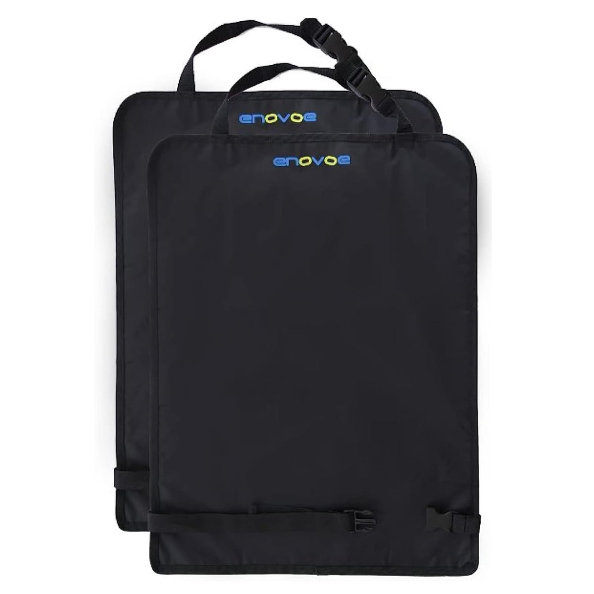 Enovoe Kick Mats two-pack packaged shields upholstery from dirt.