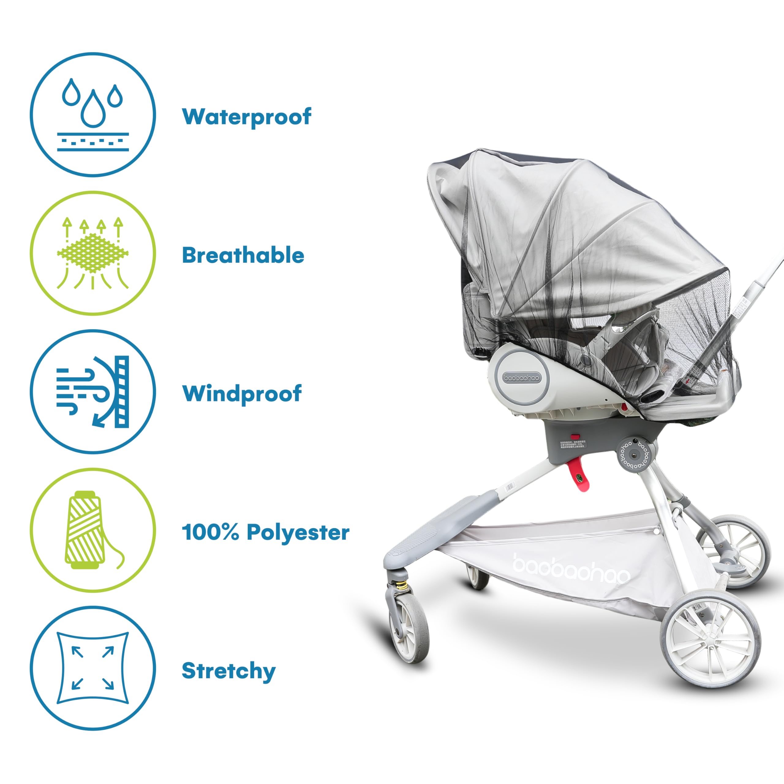 Enovoe stroller net is machine washable for quick cleanup after outdoor adventures