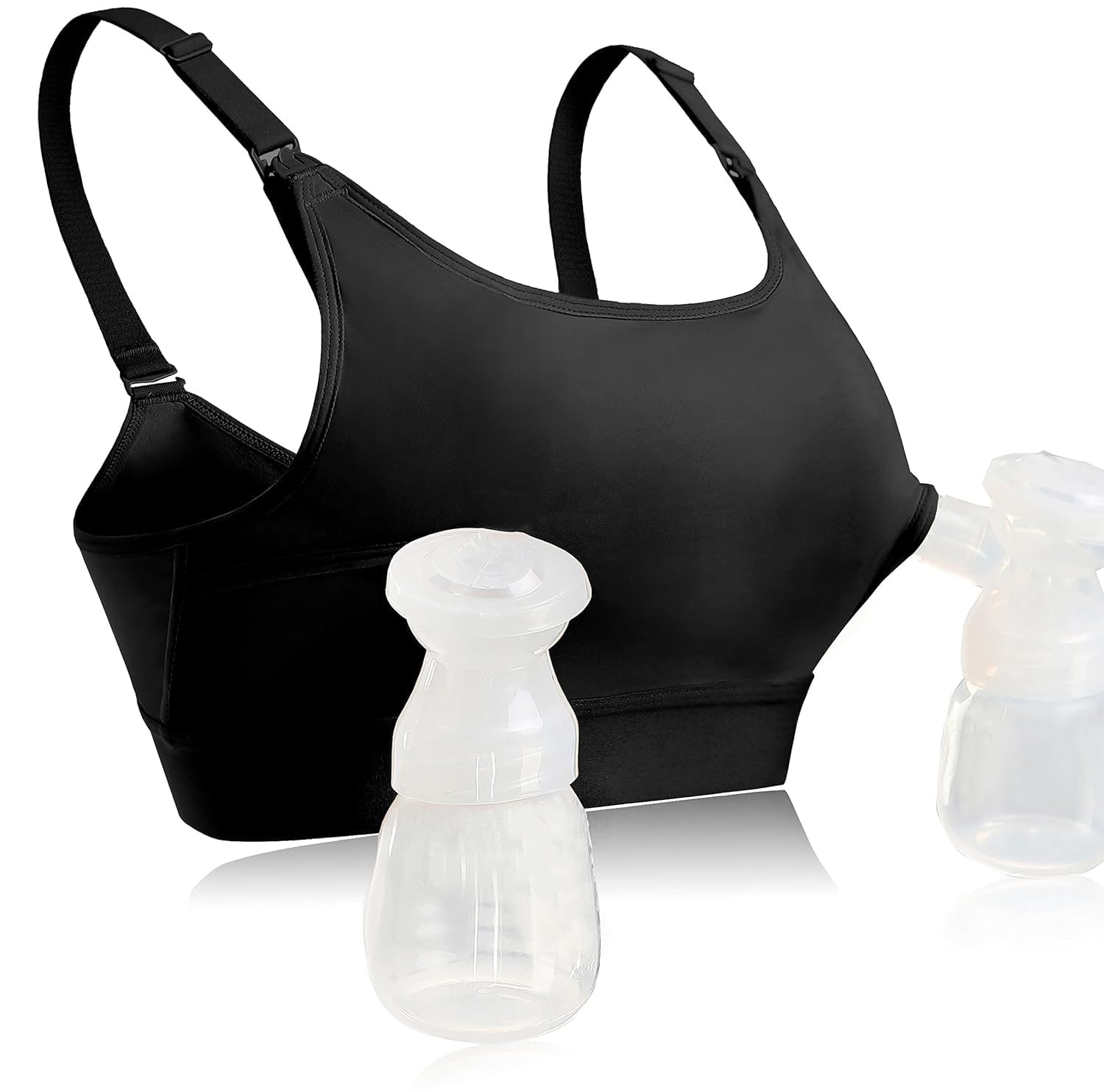 ENSDOAR hands-free pumping bra front view highlights soft cotton blend for all-day comfort.