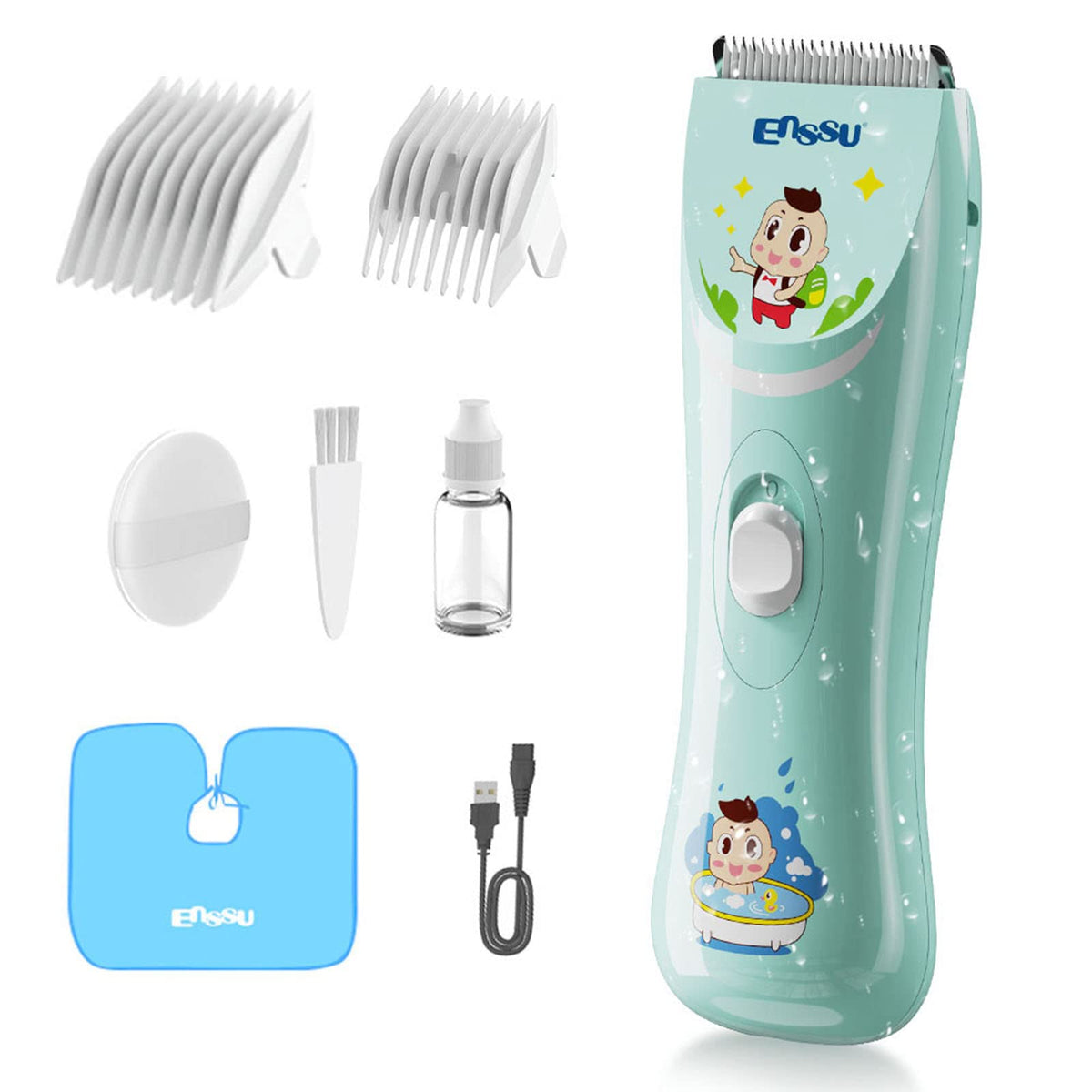ENSSU baby hair clipper lowers noise for calm grooming.
