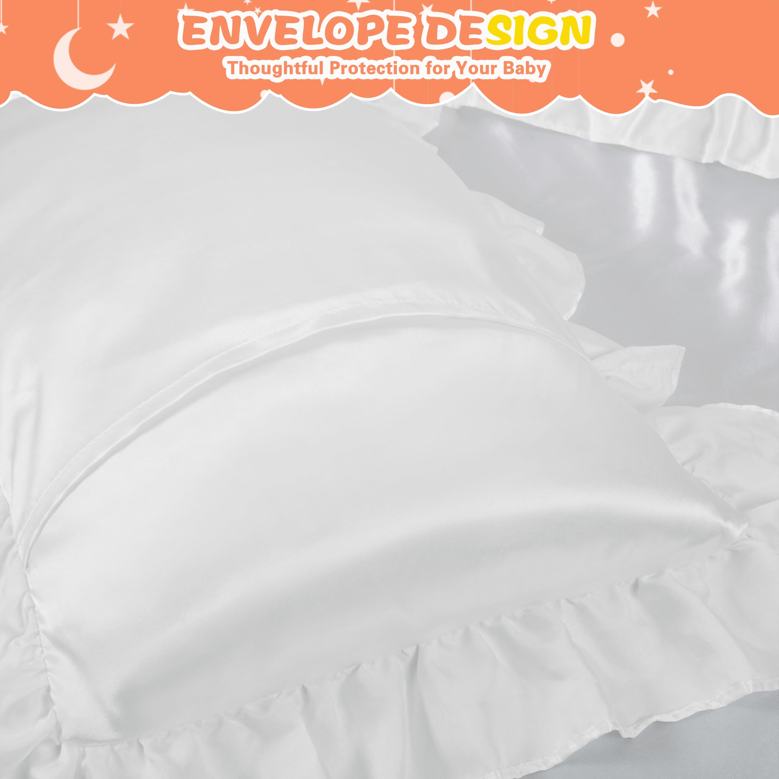 Entisn White satin pillowcase close-up emphasizes a smooth texture for travel.