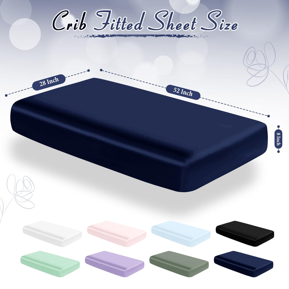 Entisn satin crib sheets on-fit elastic edge showcase secure 8inch-pocket fit for standard cribs.