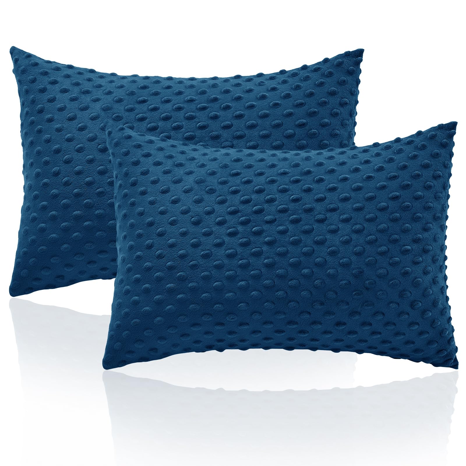 Entisn toddler pillowcase 13x18 navy blue shows soft minky-dot texture for gentle sleep
