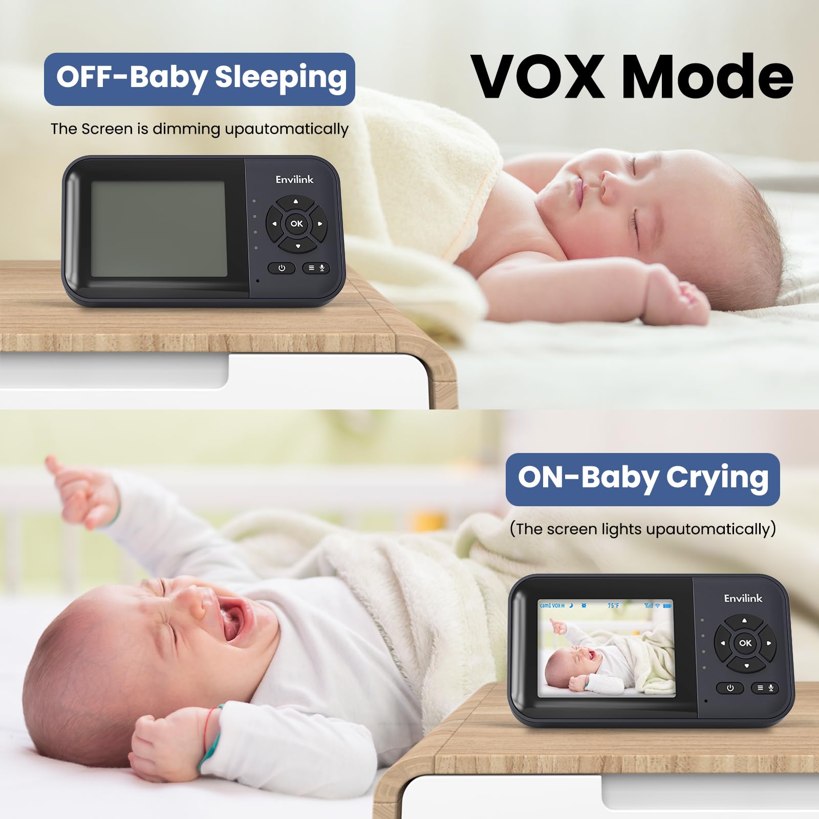 Envilink lullabies soothe with 5 on unit and 20 in app.