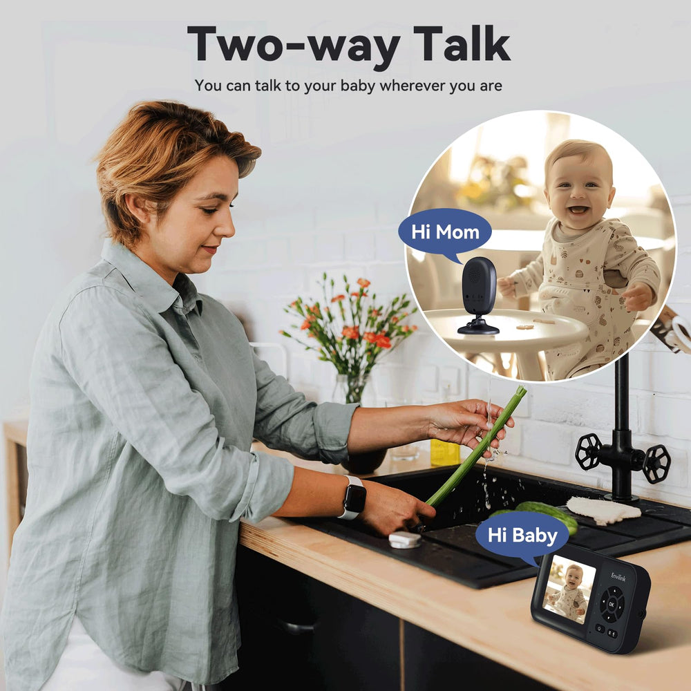 Envilink smart video baby monitor app view lets you monitor from phone or watch.