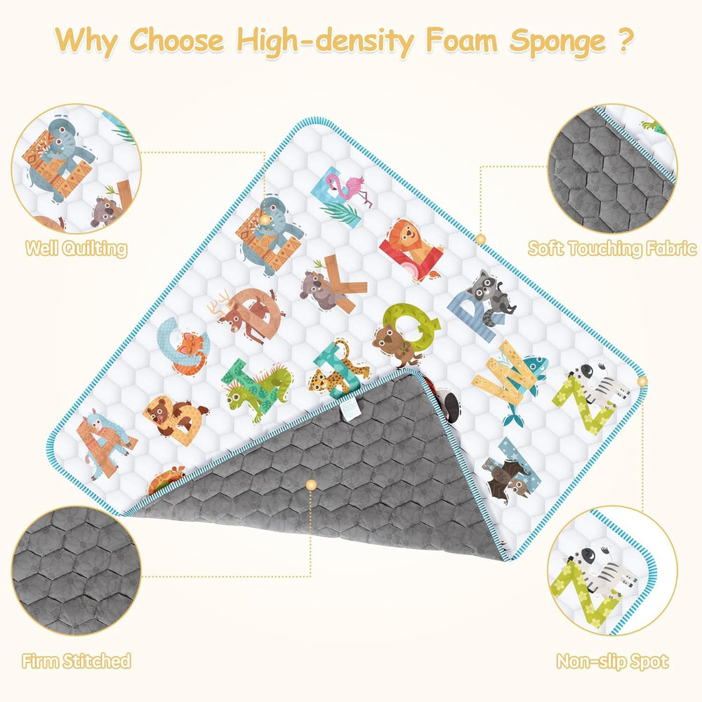 ENVTEK 47x47 play mat is machine washable for easy cleanup
