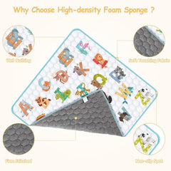 ENVTEK 47x47 play mat is machine washable for easy cleanup