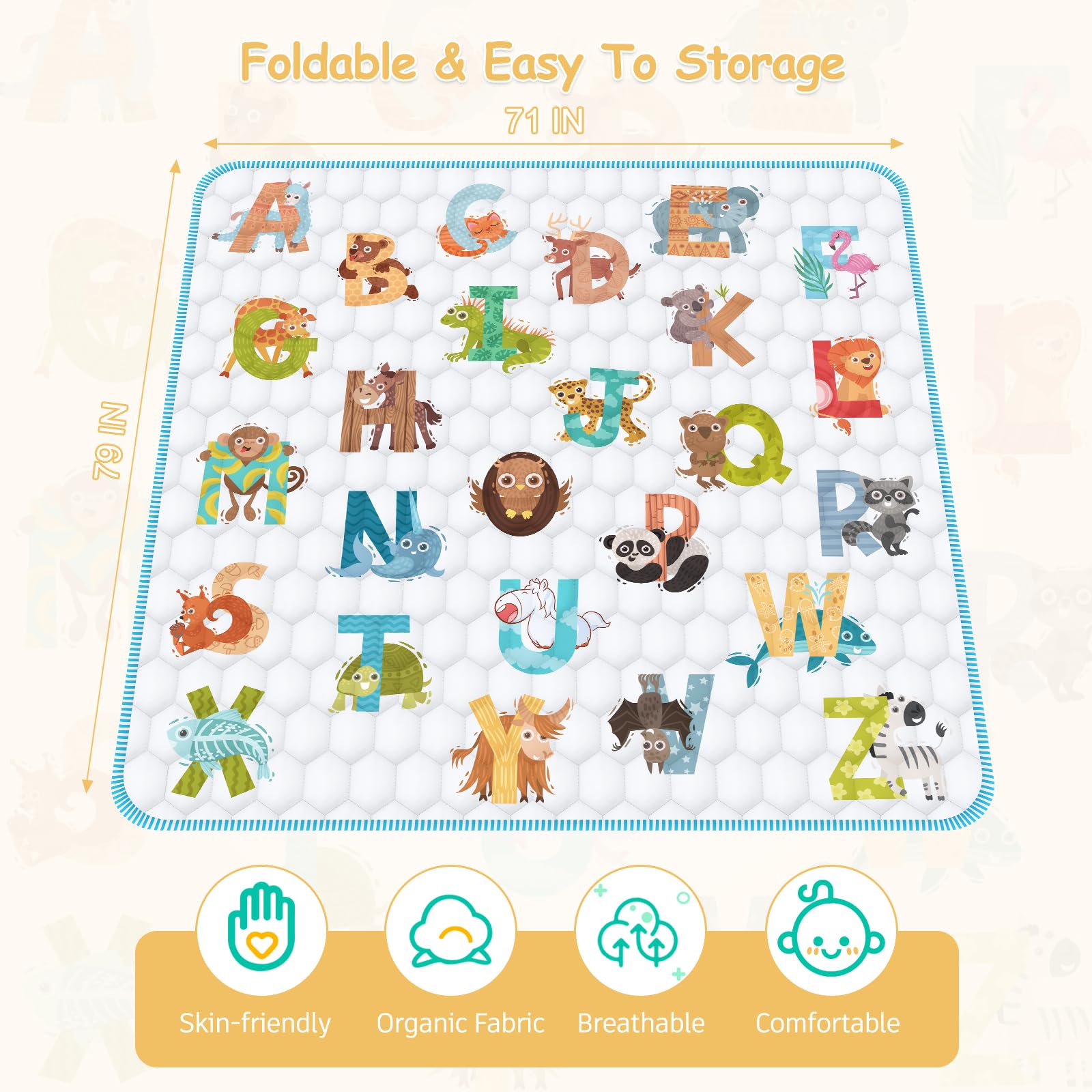 ENVTEK baby play mat non-slip surface keeps baby secure during play.