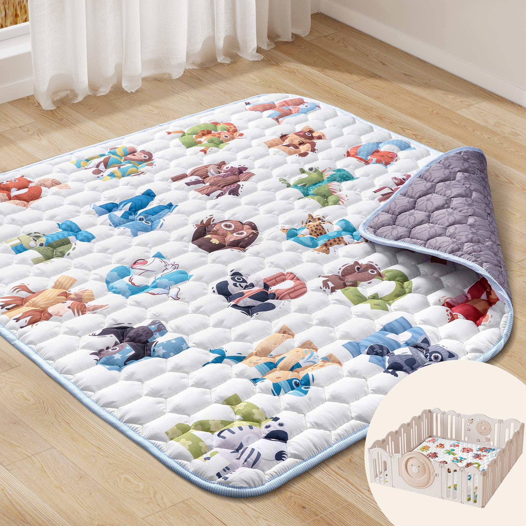 ENVTEK versatile play mat fits in a playpen for exploration
