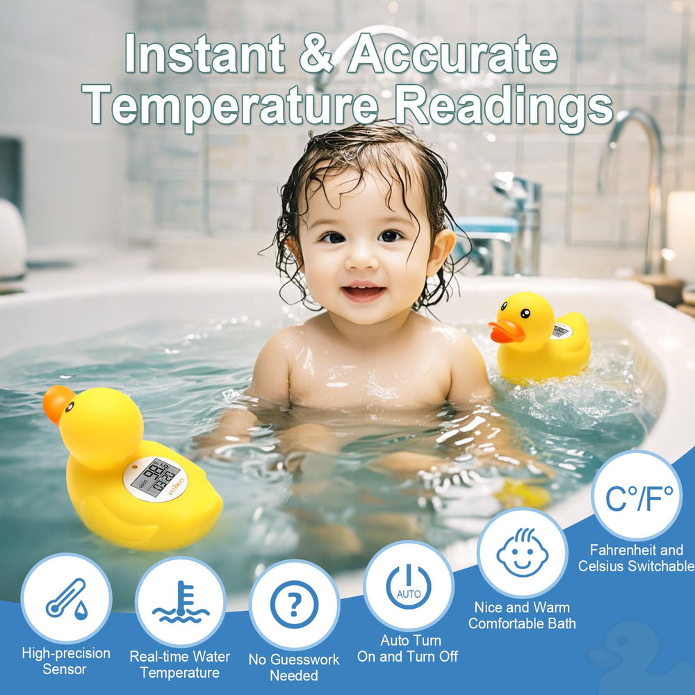 Eobeo temperature alert LCD display shows hot or cool bath temps at a glance