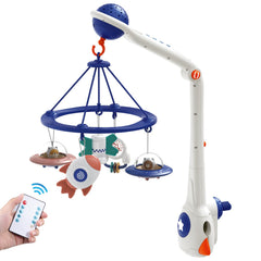 EonianHolme Musical Baby Mobile mounted on crib for space-themed visual development