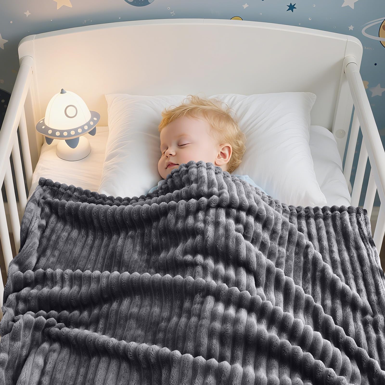Eonkasp baby blanket in crib setup showing cozy wrap option