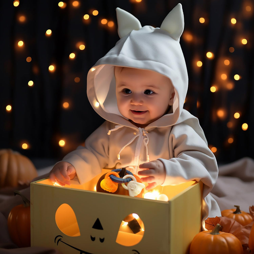 Eoopoon dark-grey Halloween teether designed for little hands and curious mouths