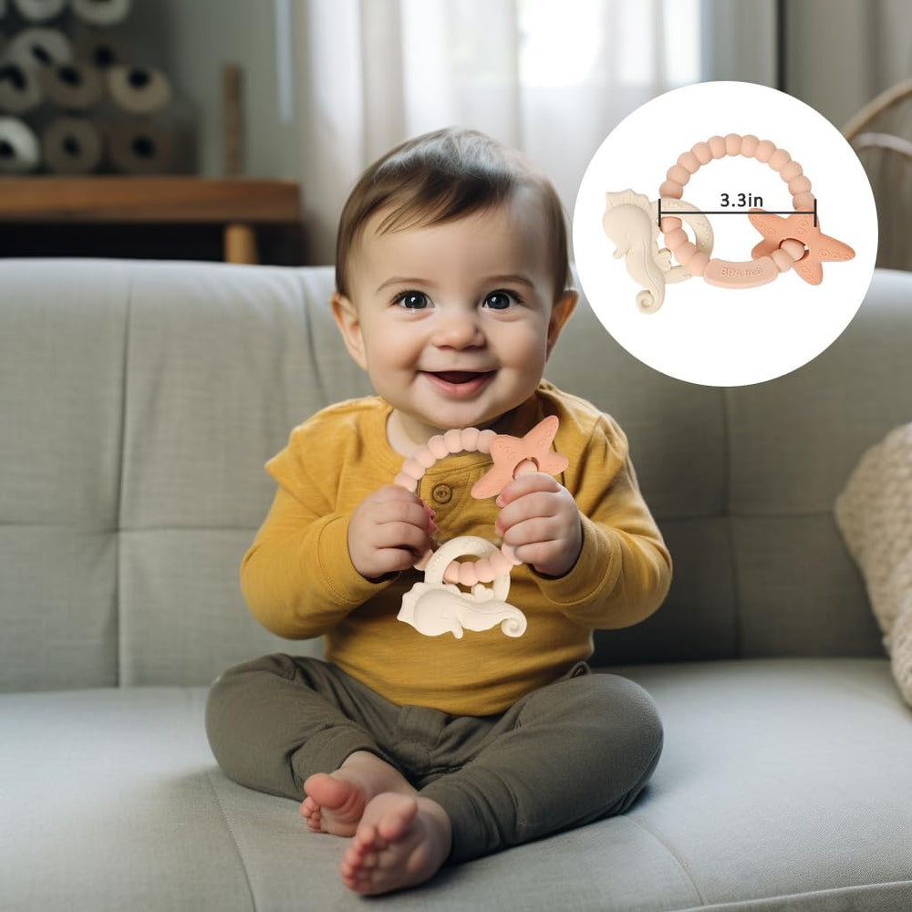 Eoopoon teething ring blush dishwasher-safe for easy cleaning
