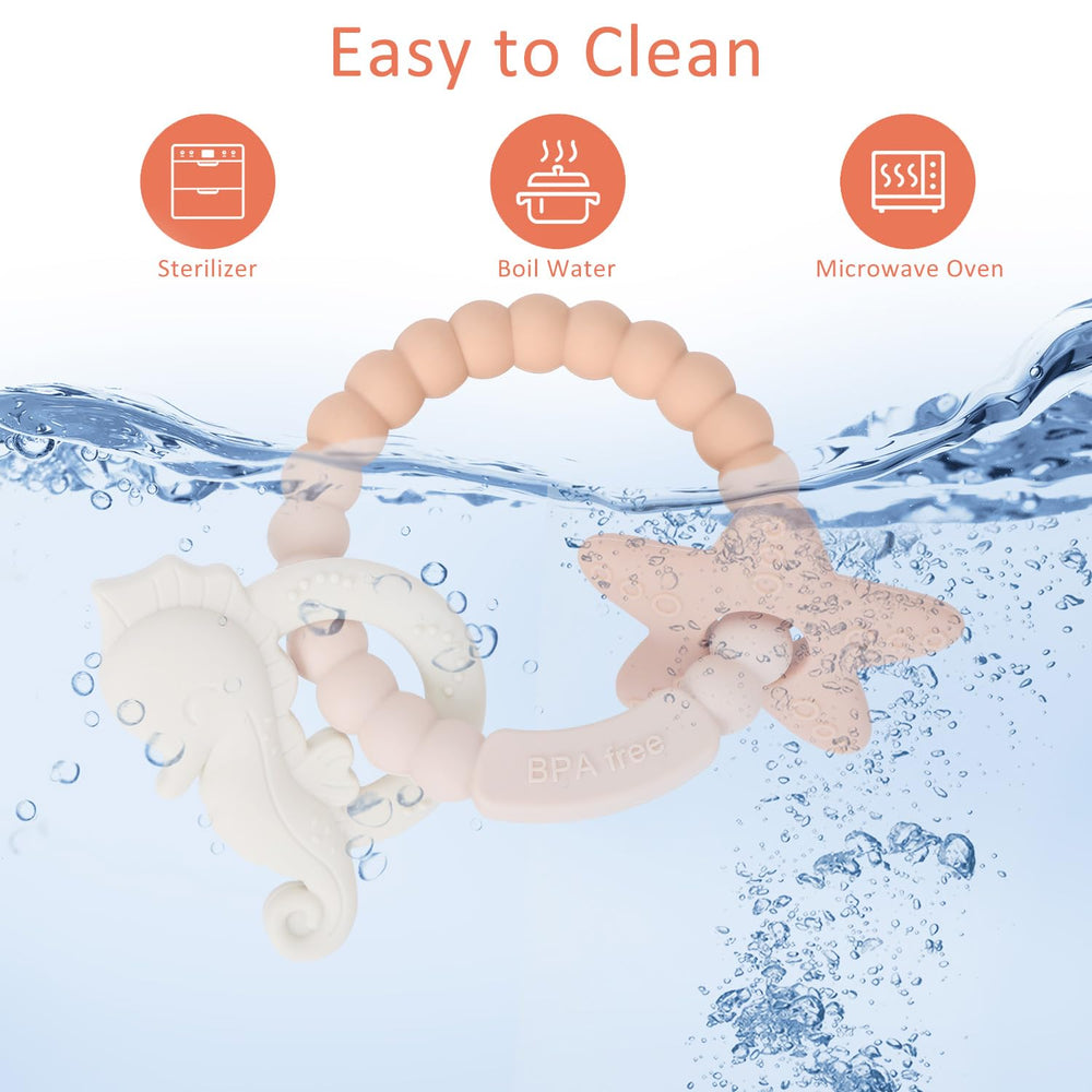 Eoopoon teething ring blush gift-ready packaging for showers