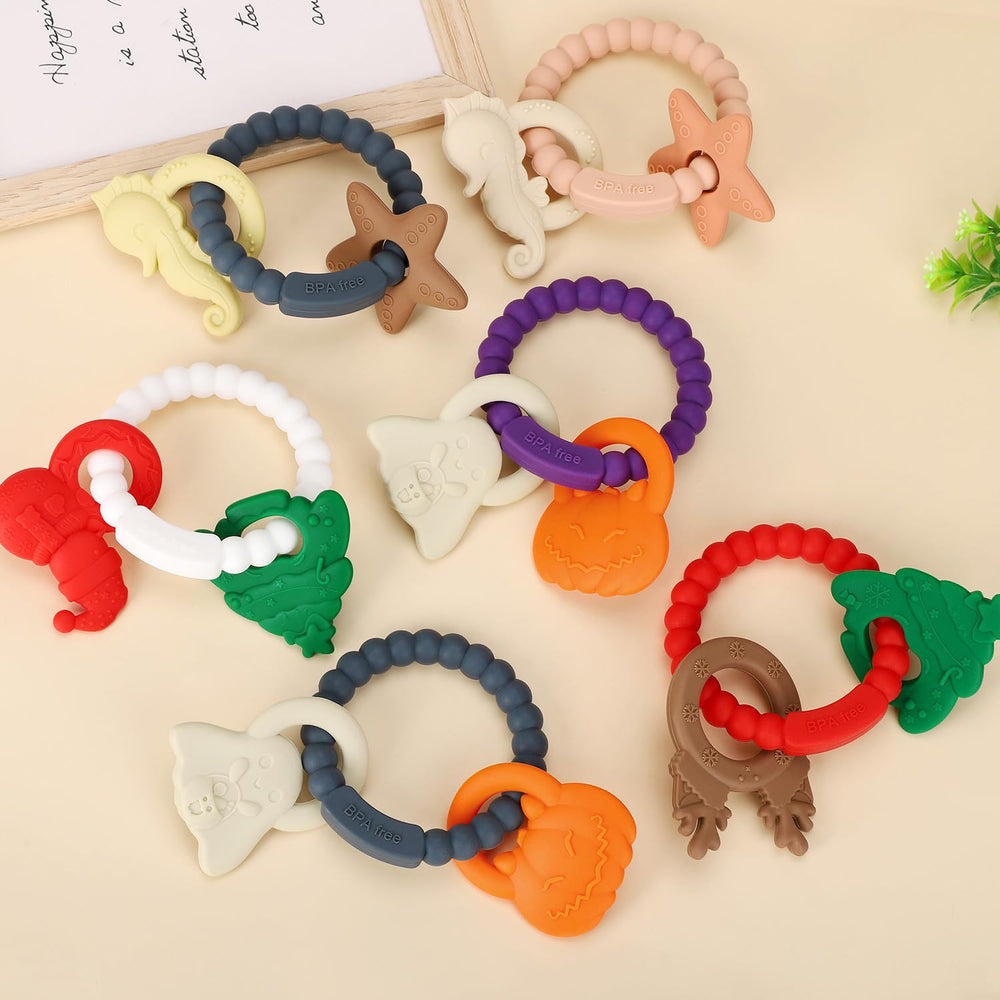 Eoopoon teething ring blush rattle adds engaging sound for babies