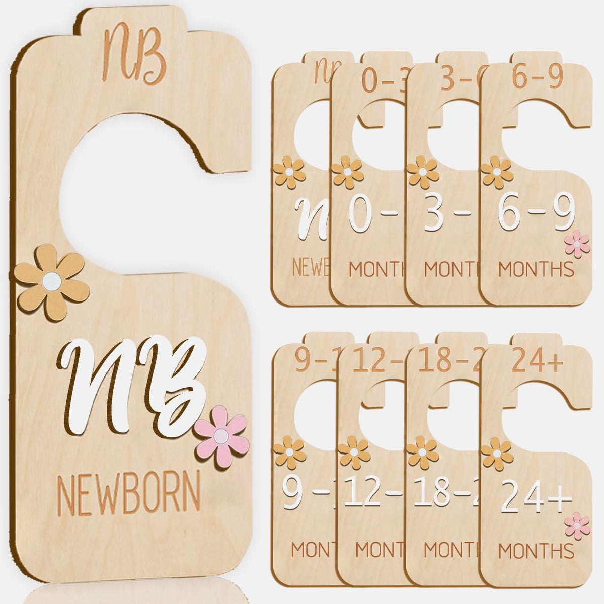 eoscasely baby closet divider daisy 3D front view helps quick outfit sorting.