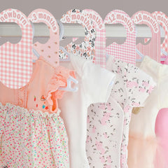 eoscasely baby closet divider pink hanging-on-rod demonstrates tool-free installation